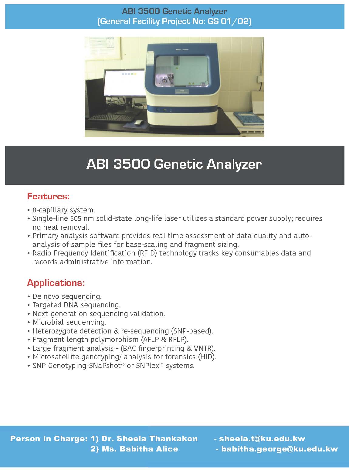 RSPU ABI 3500 Genetic Analyzer